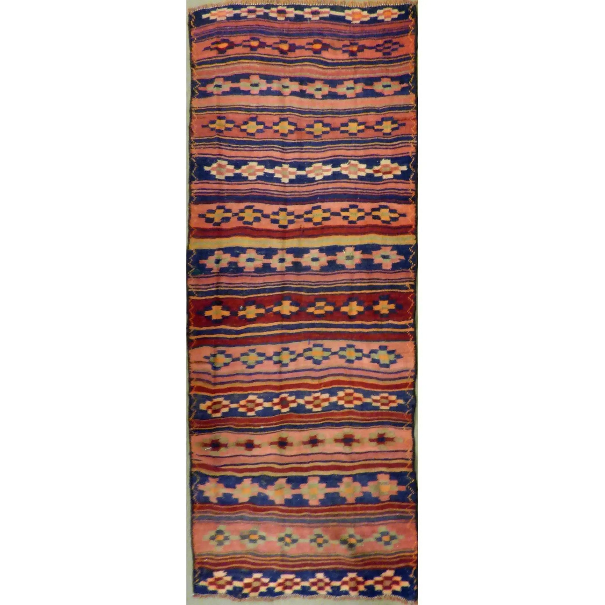 One Of The Kind Authentic Hand-Knotted Sanandaj Vintage Kilim 11'2" X 5'3"